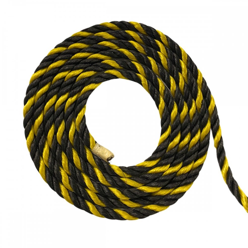 Corda Polietileno Torcida - Amar/preta 10 mm 50 Metros