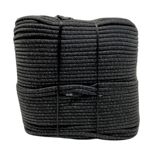 Corda Poliéster Trançada Pet Preta 08 MM com  220 Metros  