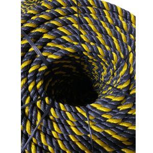 Corda Polietileno Torcida - Amar/preta 16 mm 10 Metros
