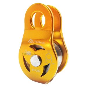 POLIA SIMPLES ALUMINIO ROLAMENTADA PLACAS FIXAS P/CORDAS ATÉ 13MM 23KN AMARELO